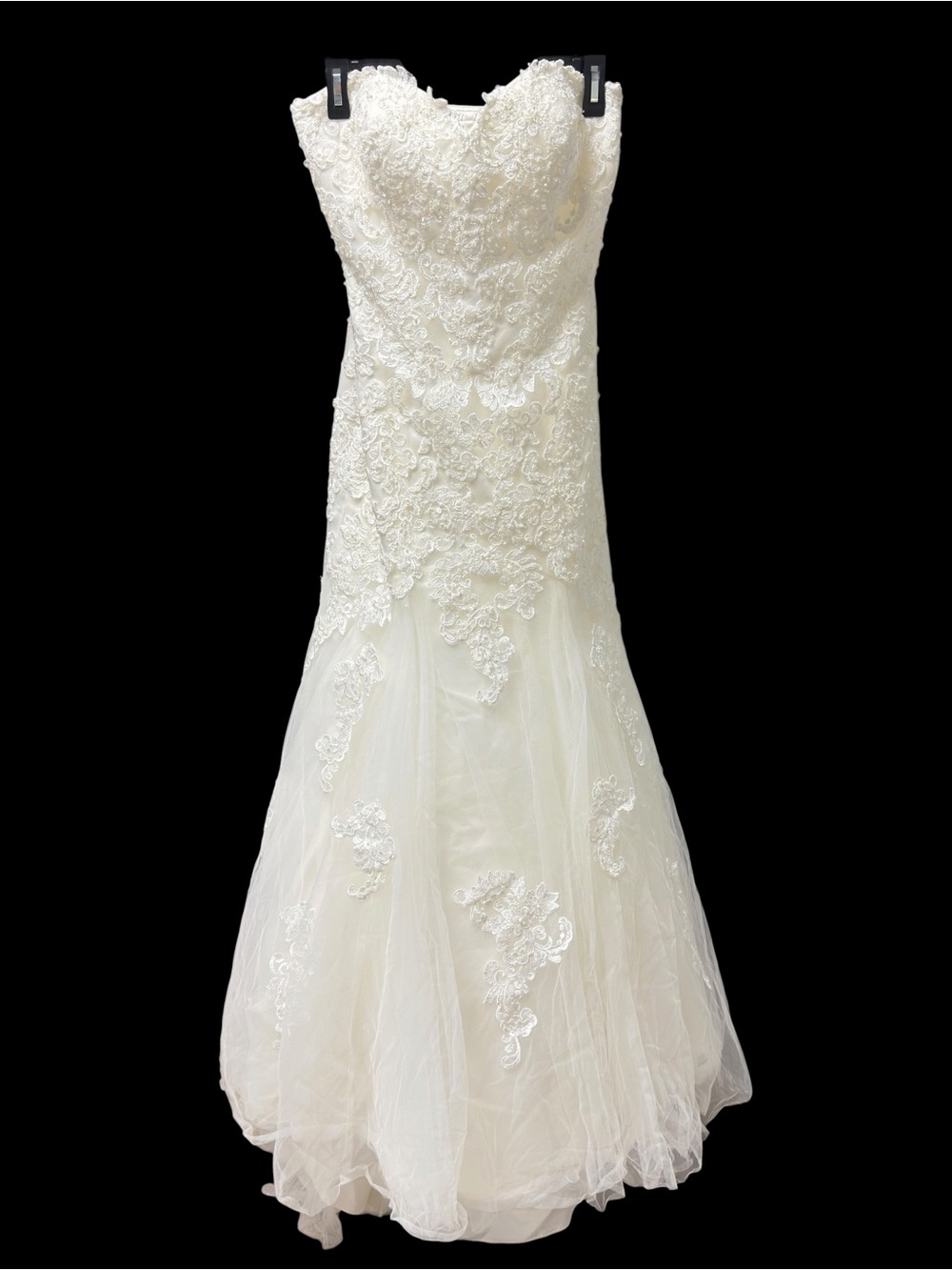Camille La Vie Ivory Strapless Mermaid Lace Beaded Wedding Dress Gown Size 10 - Picture 3 of 13